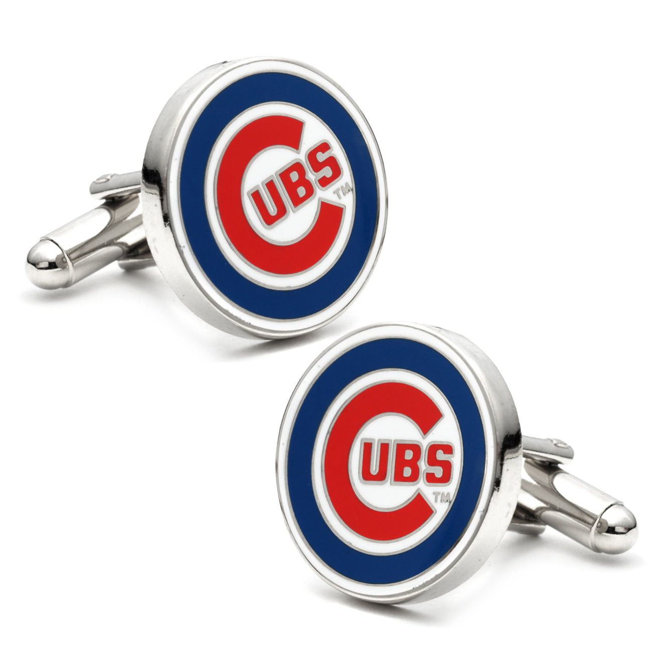 Cufflinks with Cubs logo on a white background