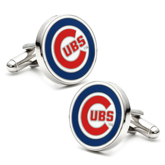 Cufflinks with Cubs logo on a white background