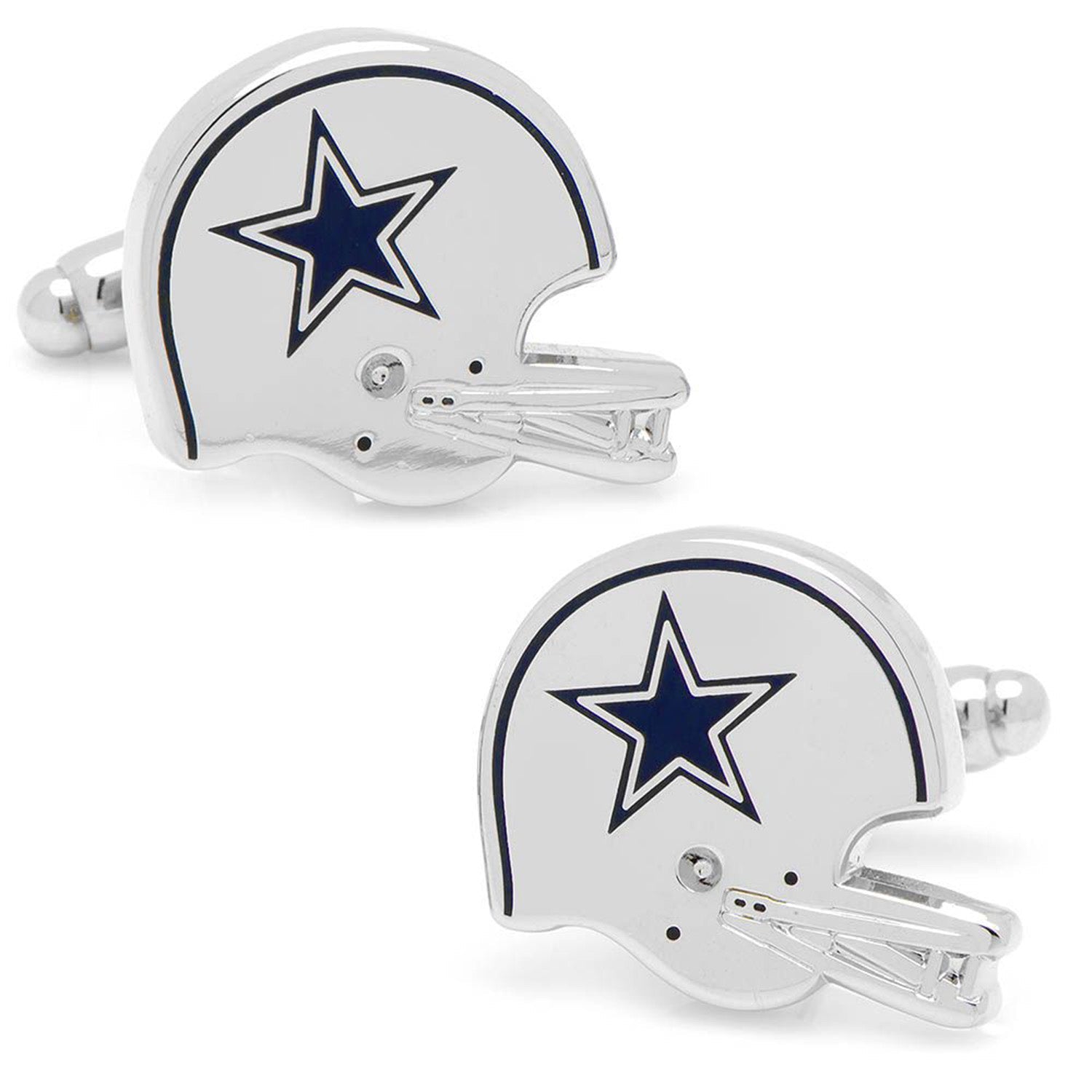 Dallas Cowboys helmet cufflinks on a white background