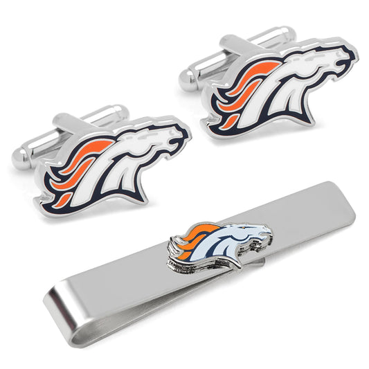 NFL Denver Broncos Cufflinks and Tie Bar Gift Set