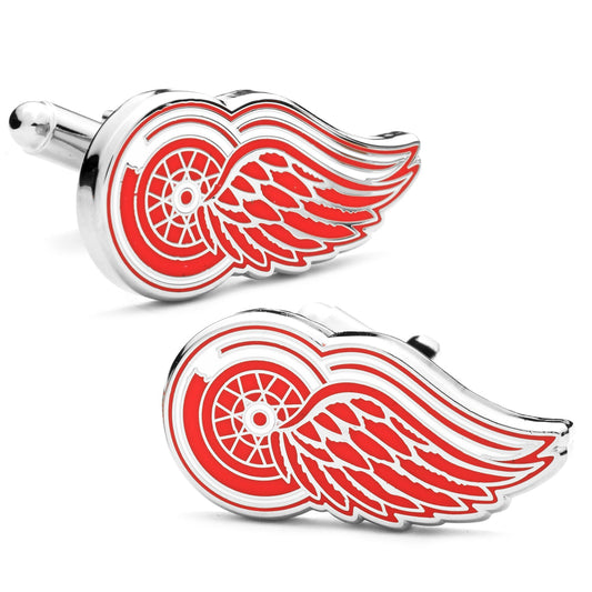 Red Wings logo cufflinks on a white background