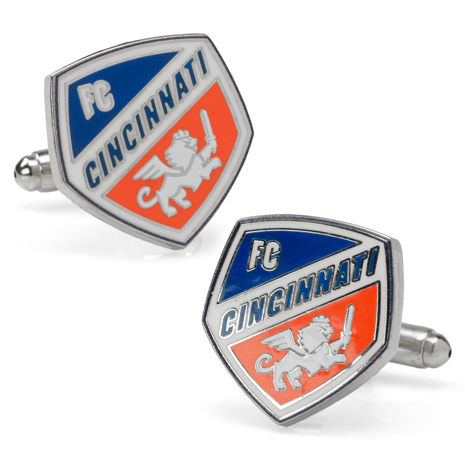FC Cincinnati logo cufflinks on a white background