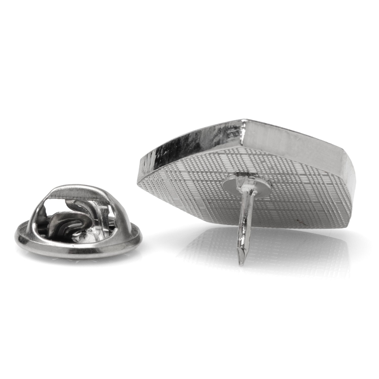 Two metallic objects on a white background
