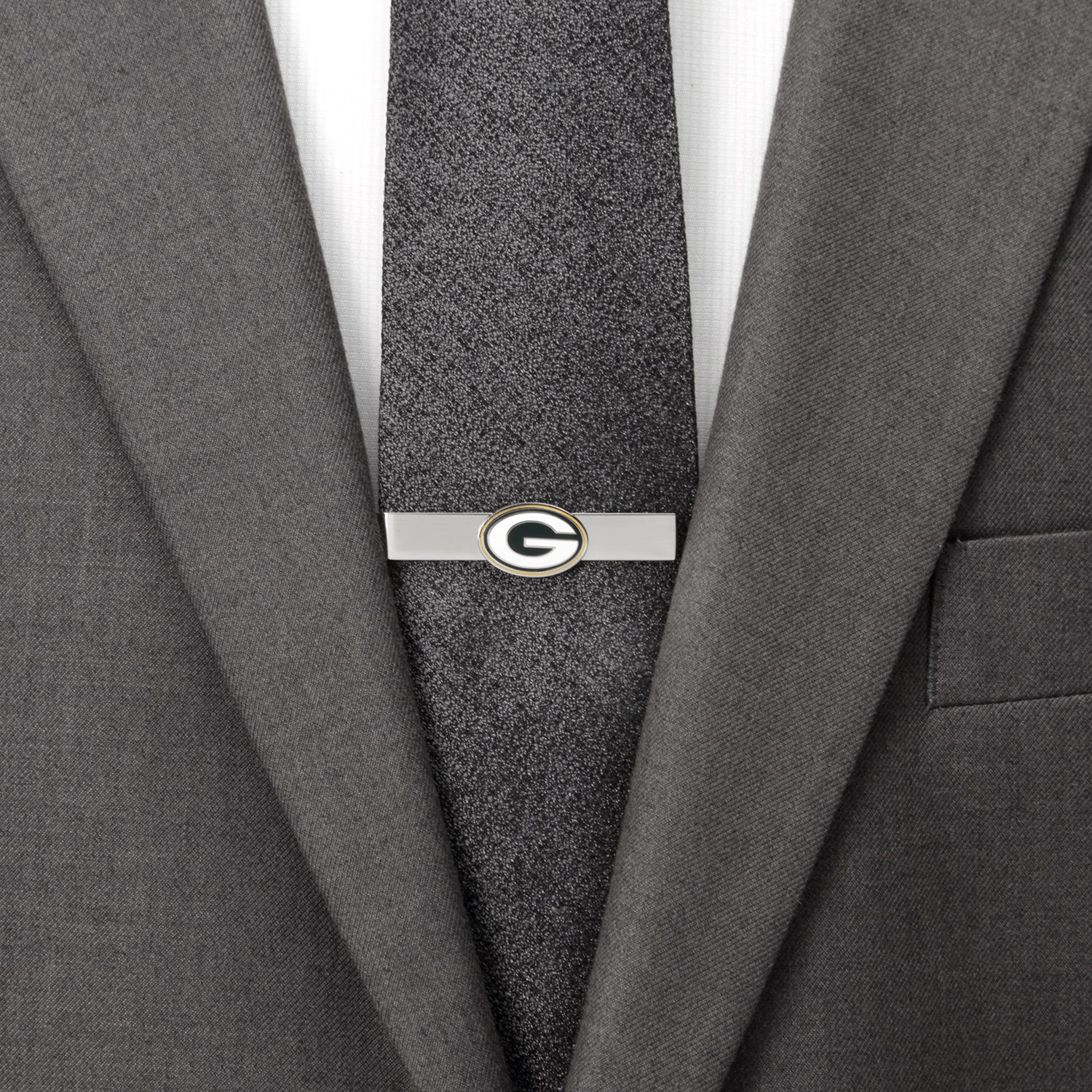 Green Bay Packers cufflinks and tie bar gift set with green and white enamel logo – JayPins.com