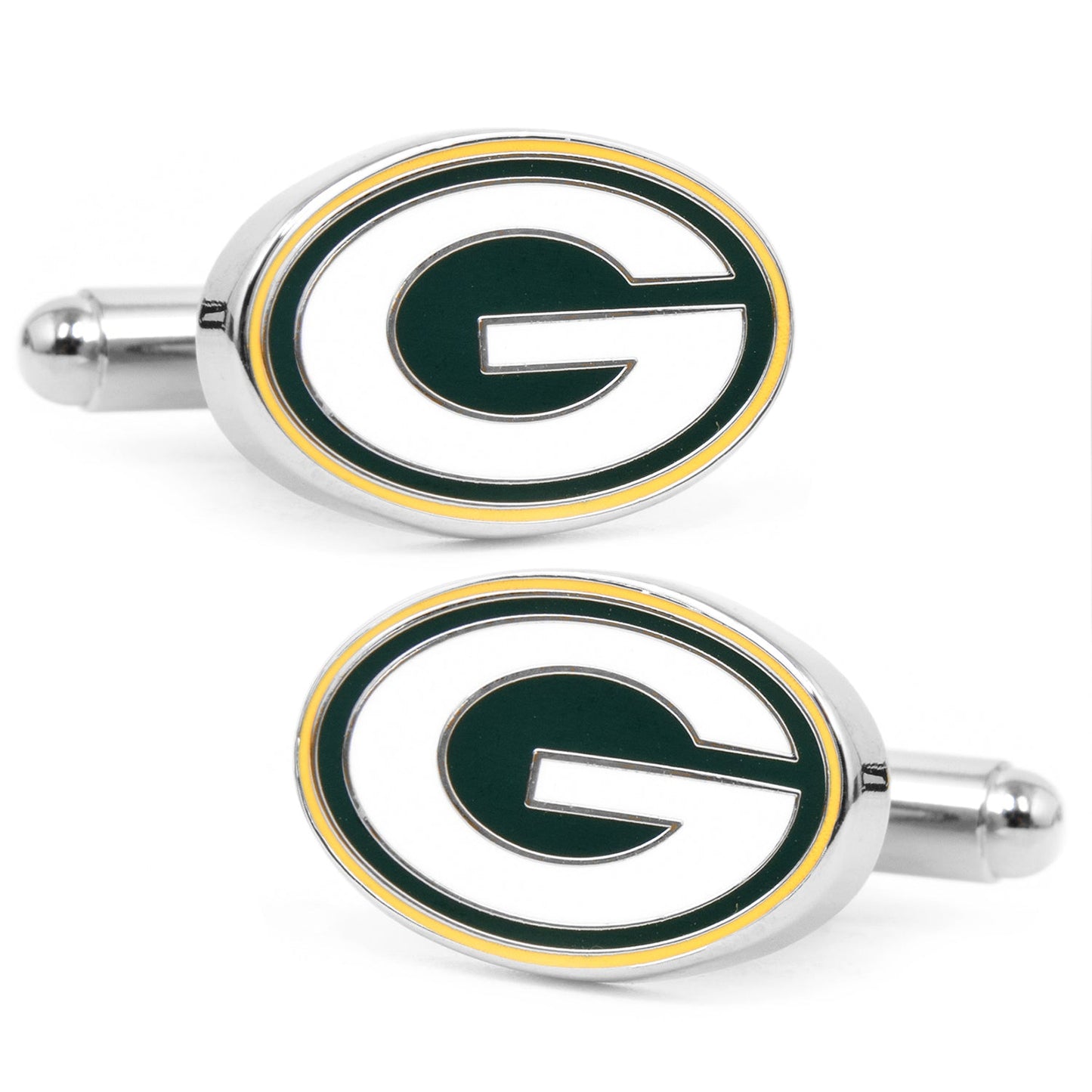 Green Bay Packers logo cufflinks on a white background