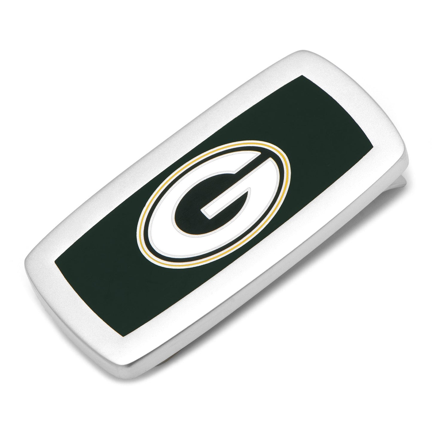Green Bay Packers silver cushion money clip with green and white enamel logo – JayPins.com