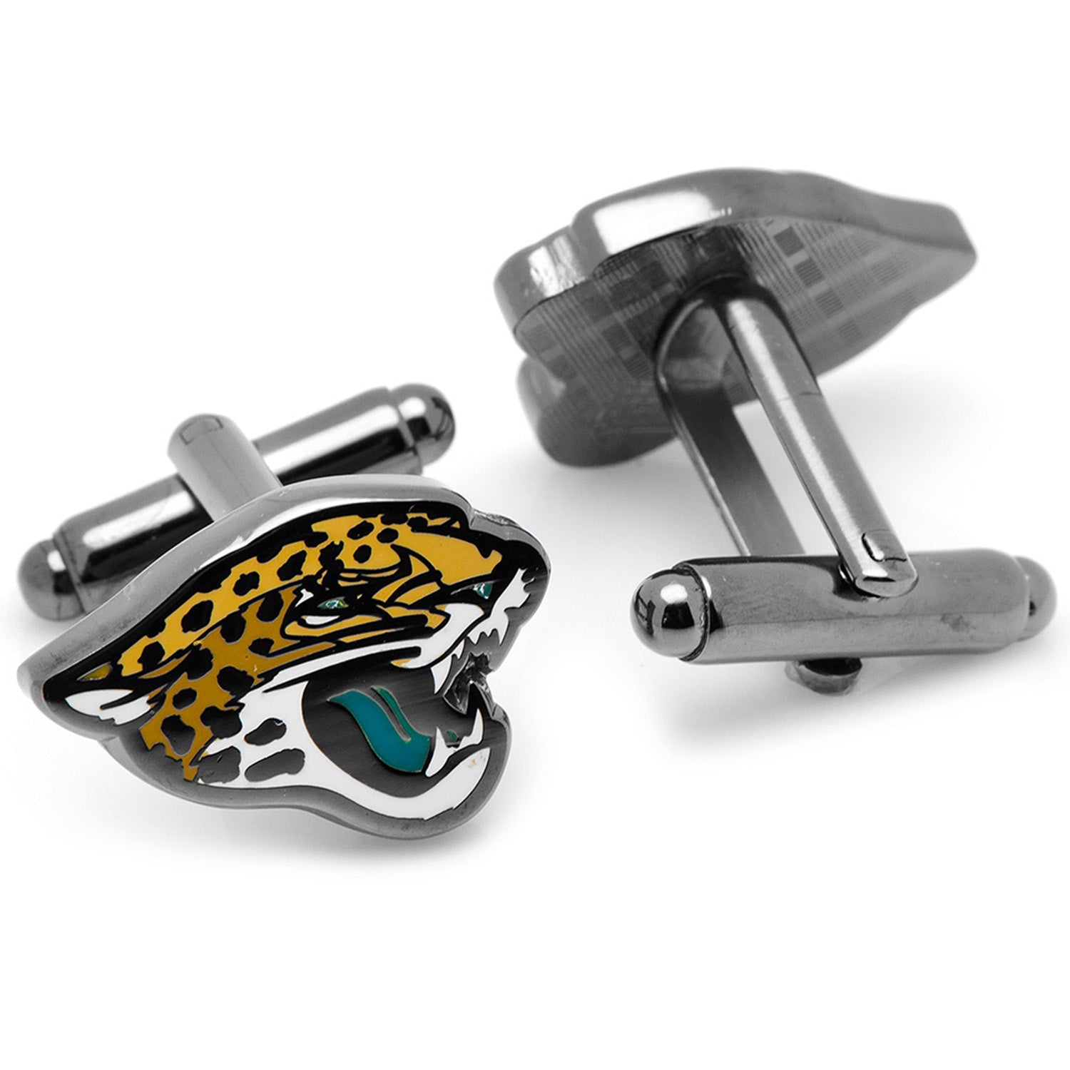 Cufflinks with a Jacksonville Jaguars logo on a white background