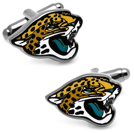 Jacksonville Jaguars logo cufflinks on a white background