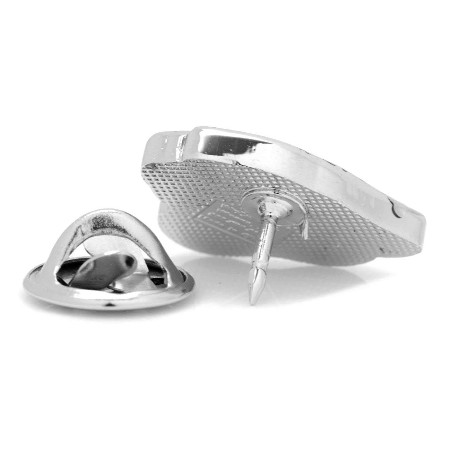 Silver metal buttons on a white background