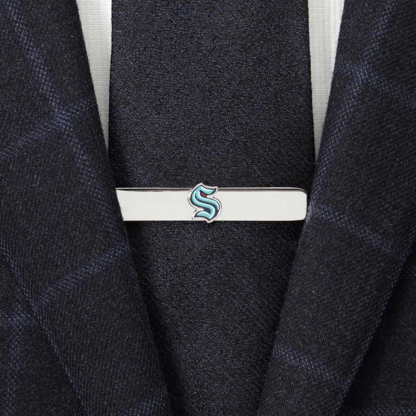 Tie clip with a logo on a suit jacket NHL Seattle Kraken Tie Clip
