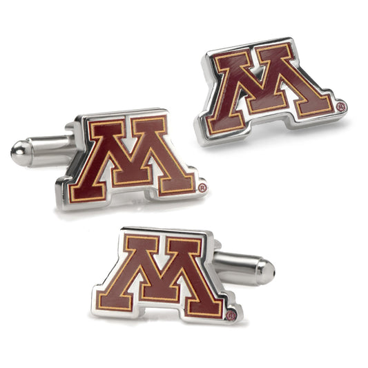 Cufflinks with a logo 'M' on a white background NCAA Minnesota Gophers Cufflinks and Lapel Pin 