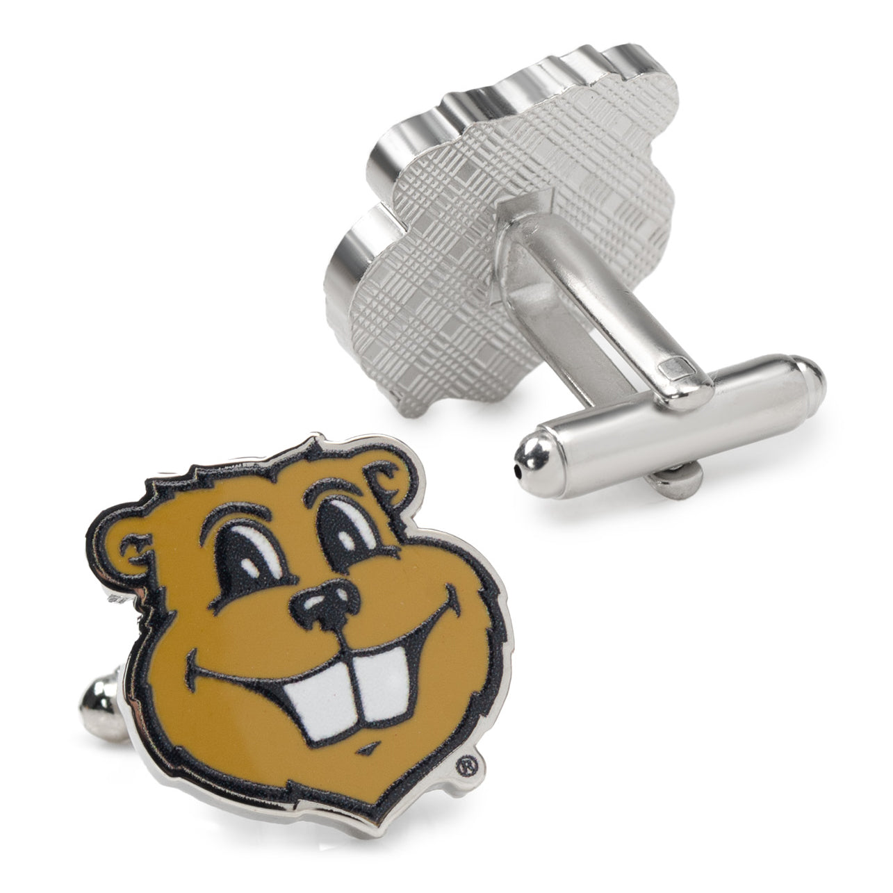 NCAA Minnesota Gophers Mascot Cufflinks with a bear face design on a white background