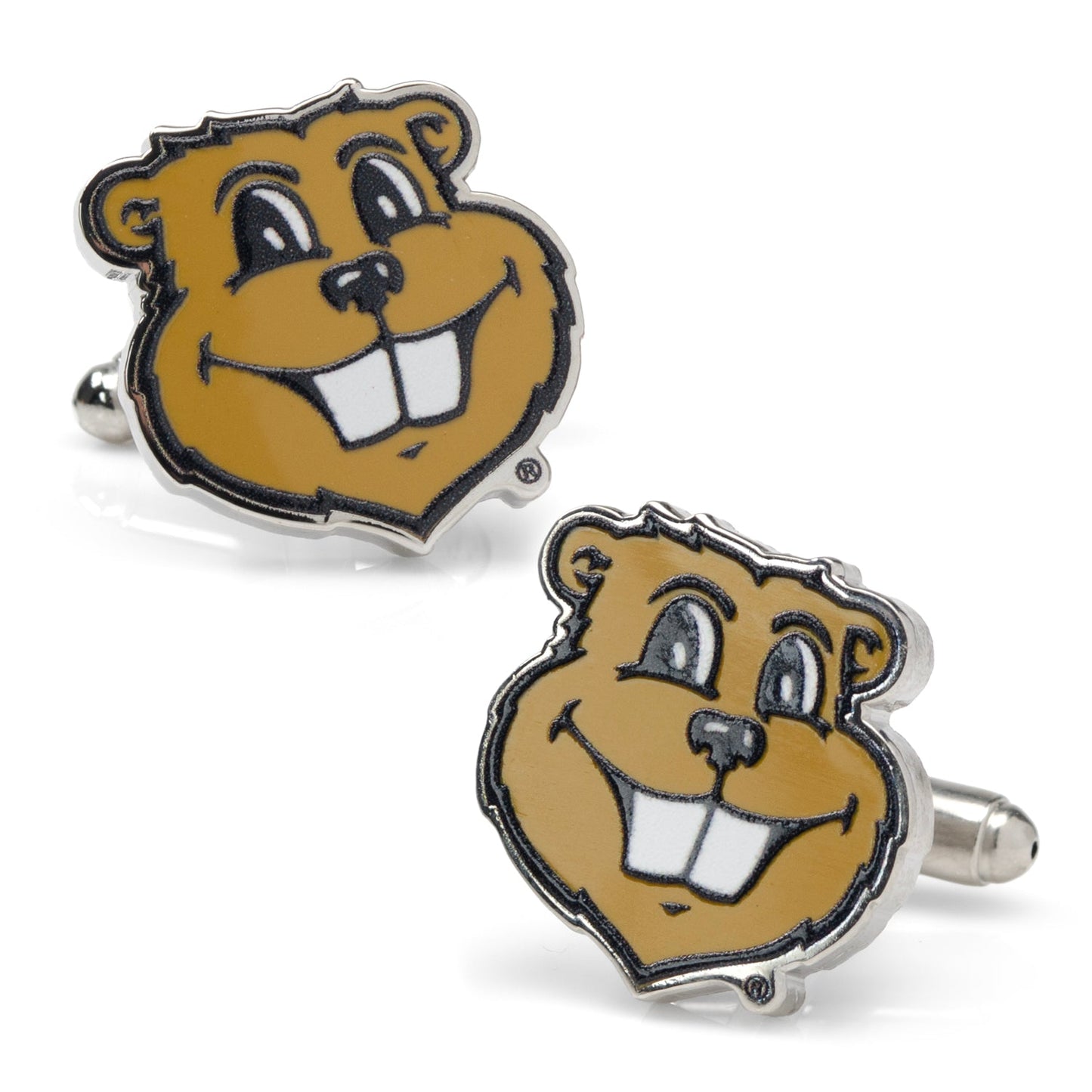 NCAA Minnesota Gophers Mascot Cufflinks Two brown bear head cufflinks on a white background