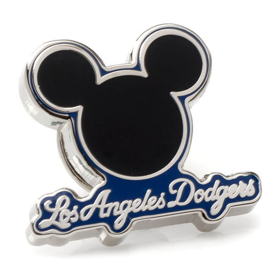 Pin with Mickey Mouse ears and 'Los Angeles Dodgers' text on a white background