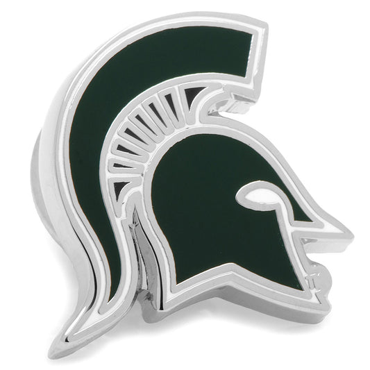 Mascot logo with green head and silver helmet on a white background