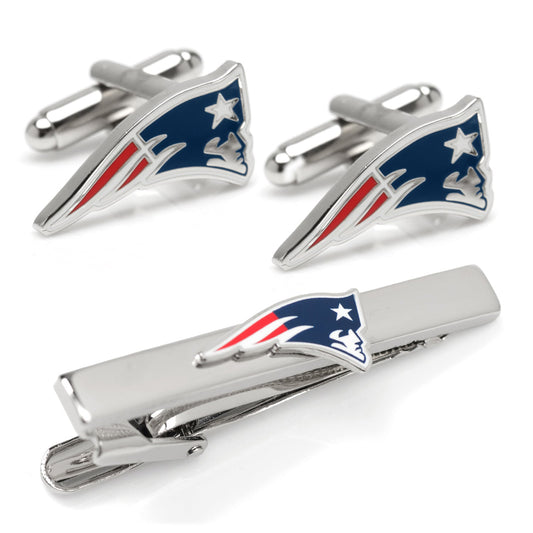 NFL New England Patriots Cufflinks and Tie Clip Gift Set