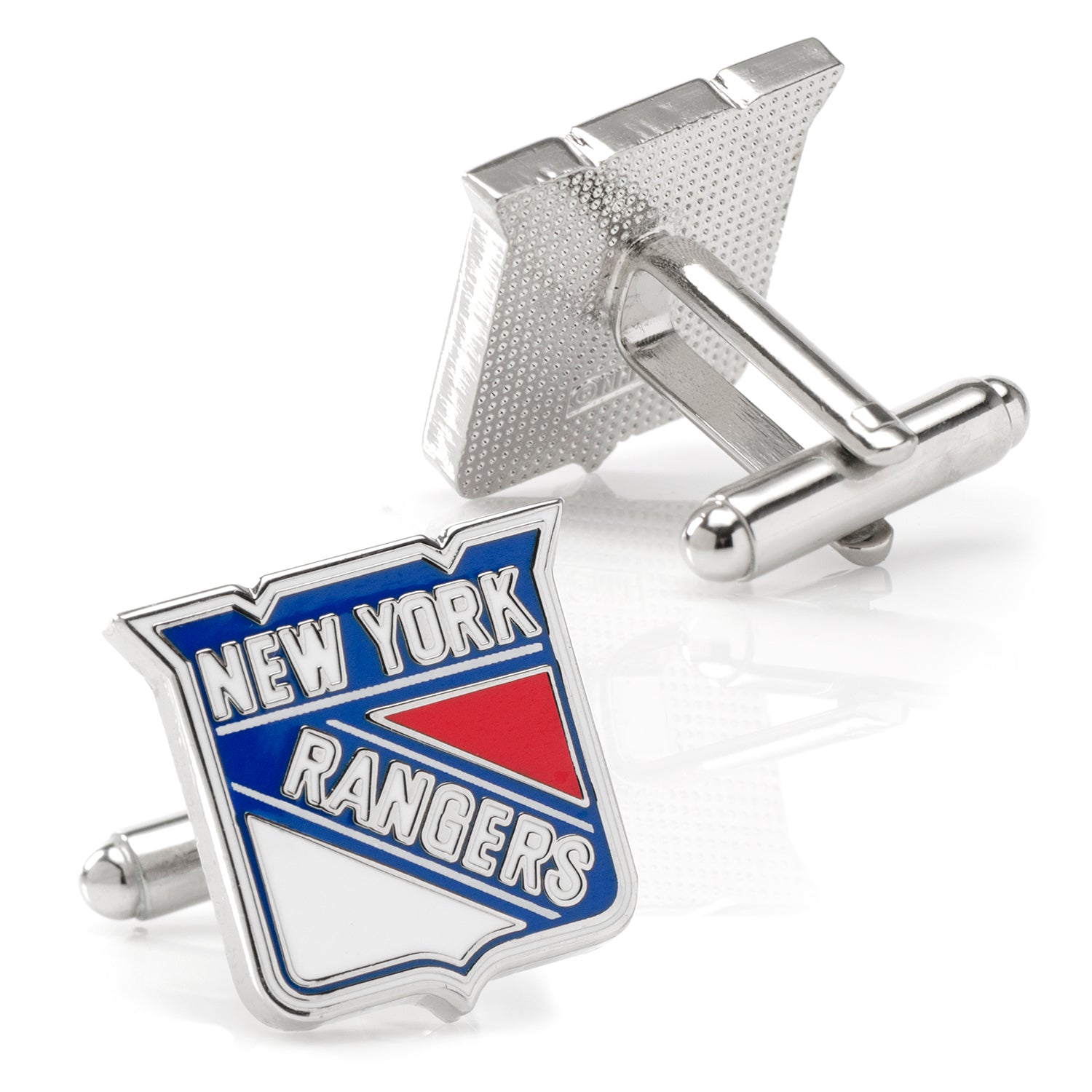 New York Rangers cufflinks on a white background
