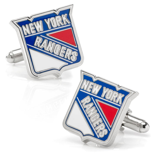 New York Rangers cufflinks on a white background