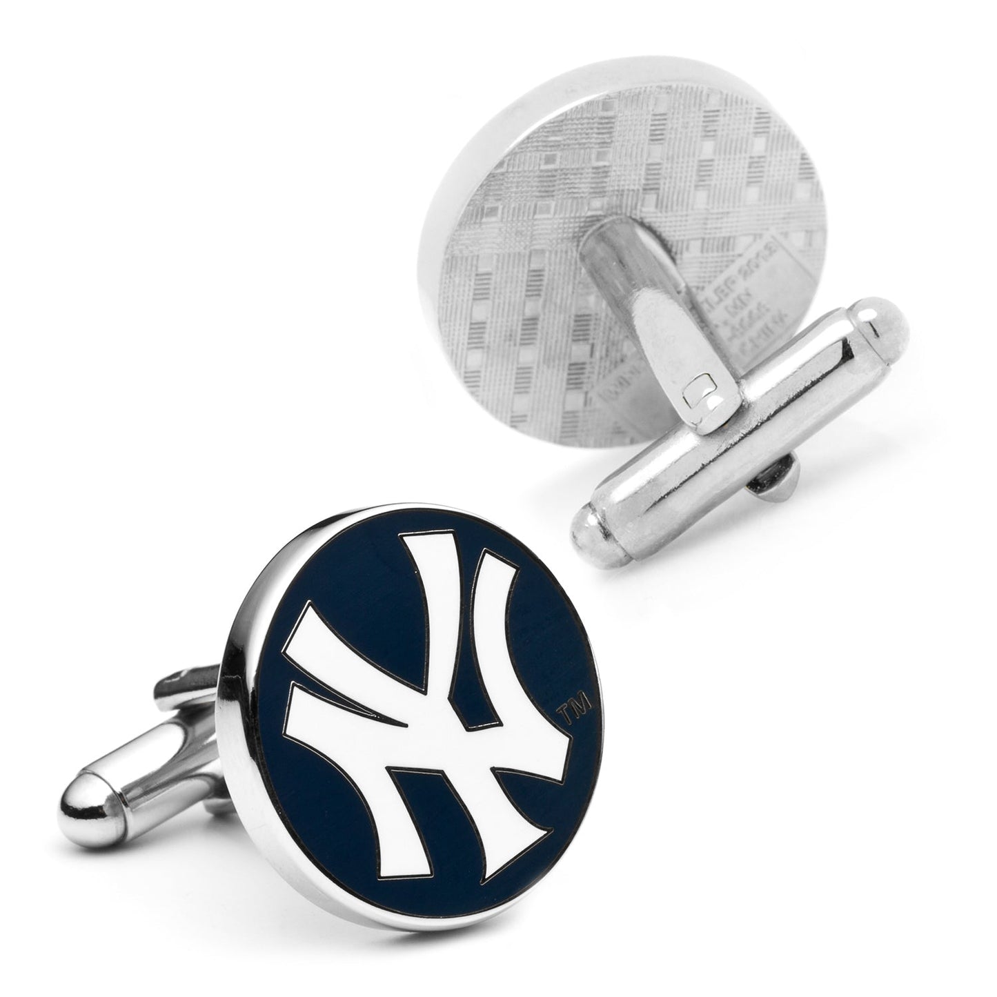 Cufflinks with a logo on a white background