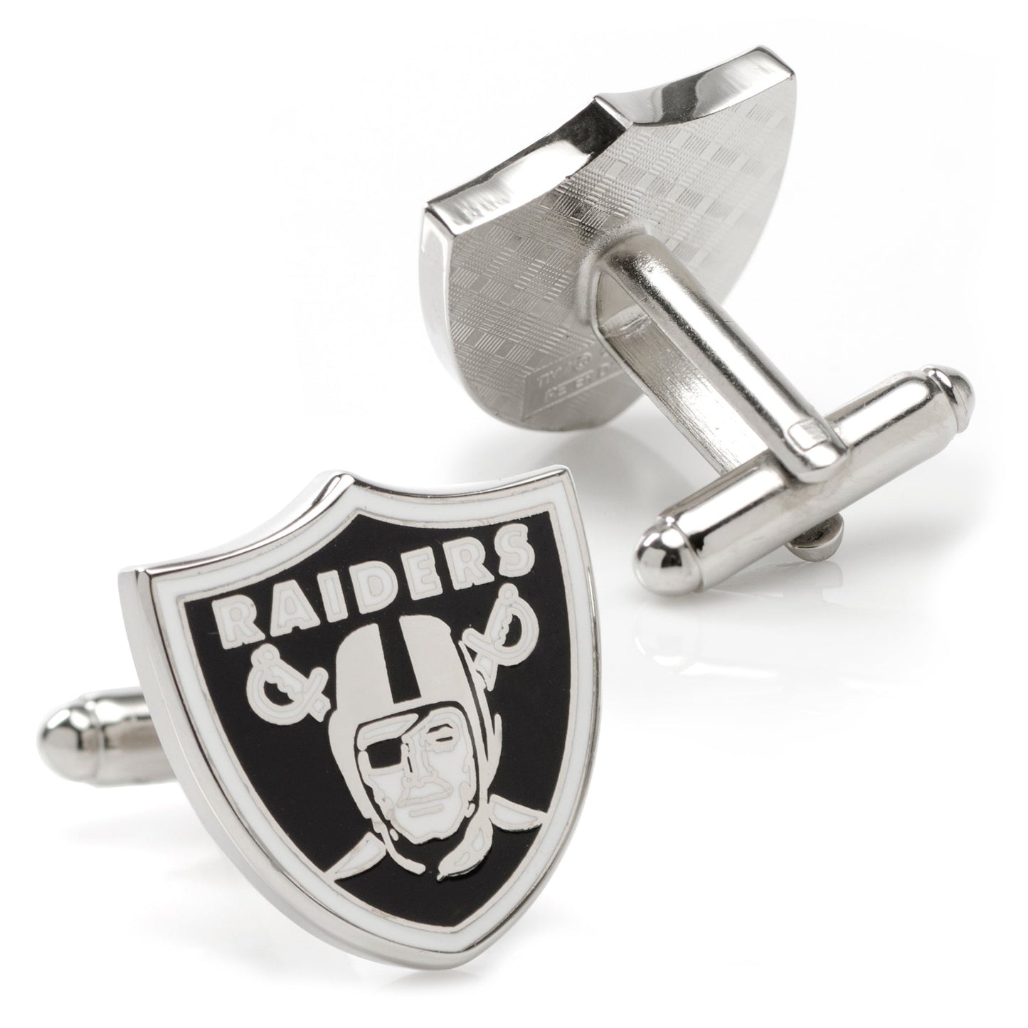 Las Vegas Raiders cufflinks with black and silver NFL logo – JayPins.com
