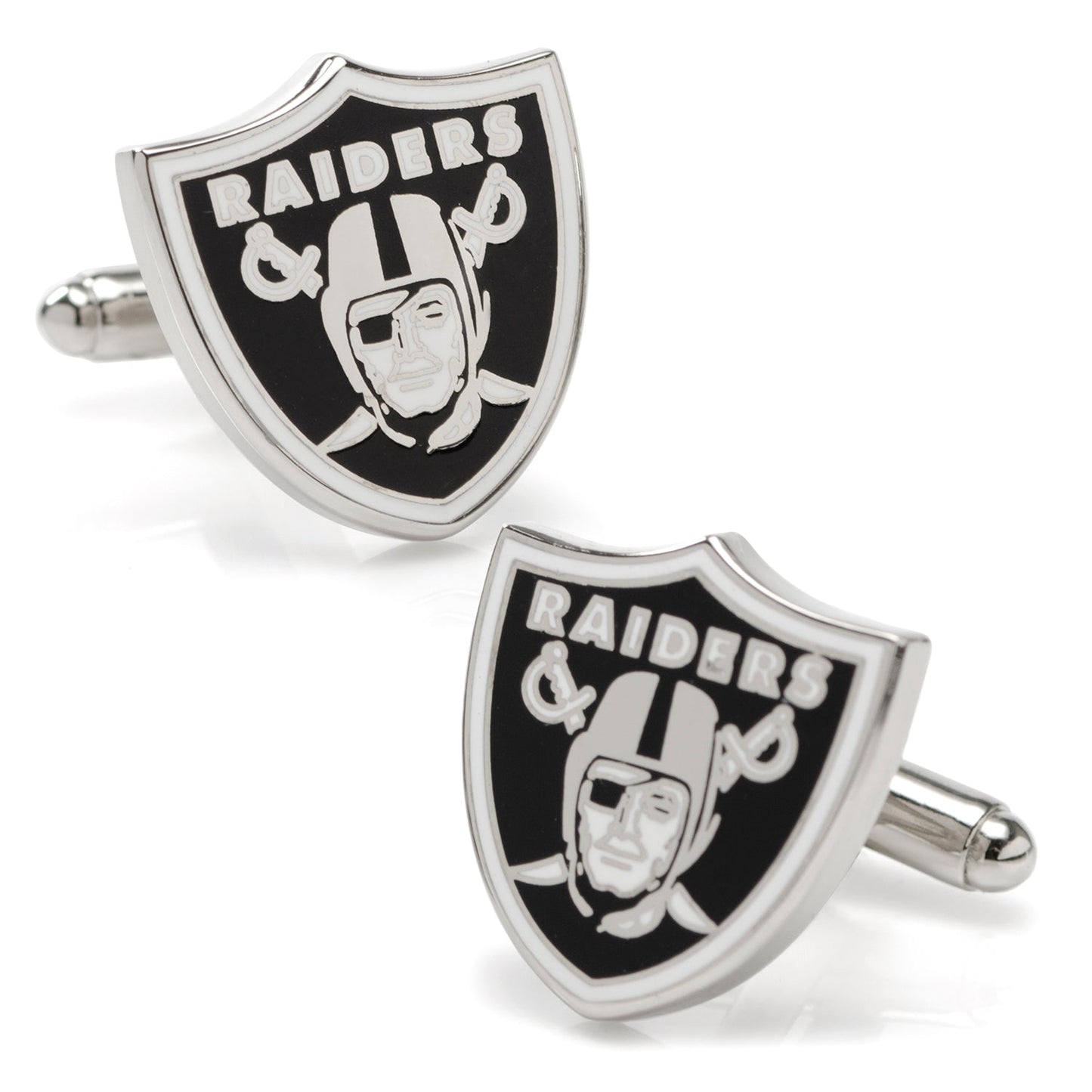 Las Vegas Raiders cufflinks with black and silver NFL logo – JayPins.com
