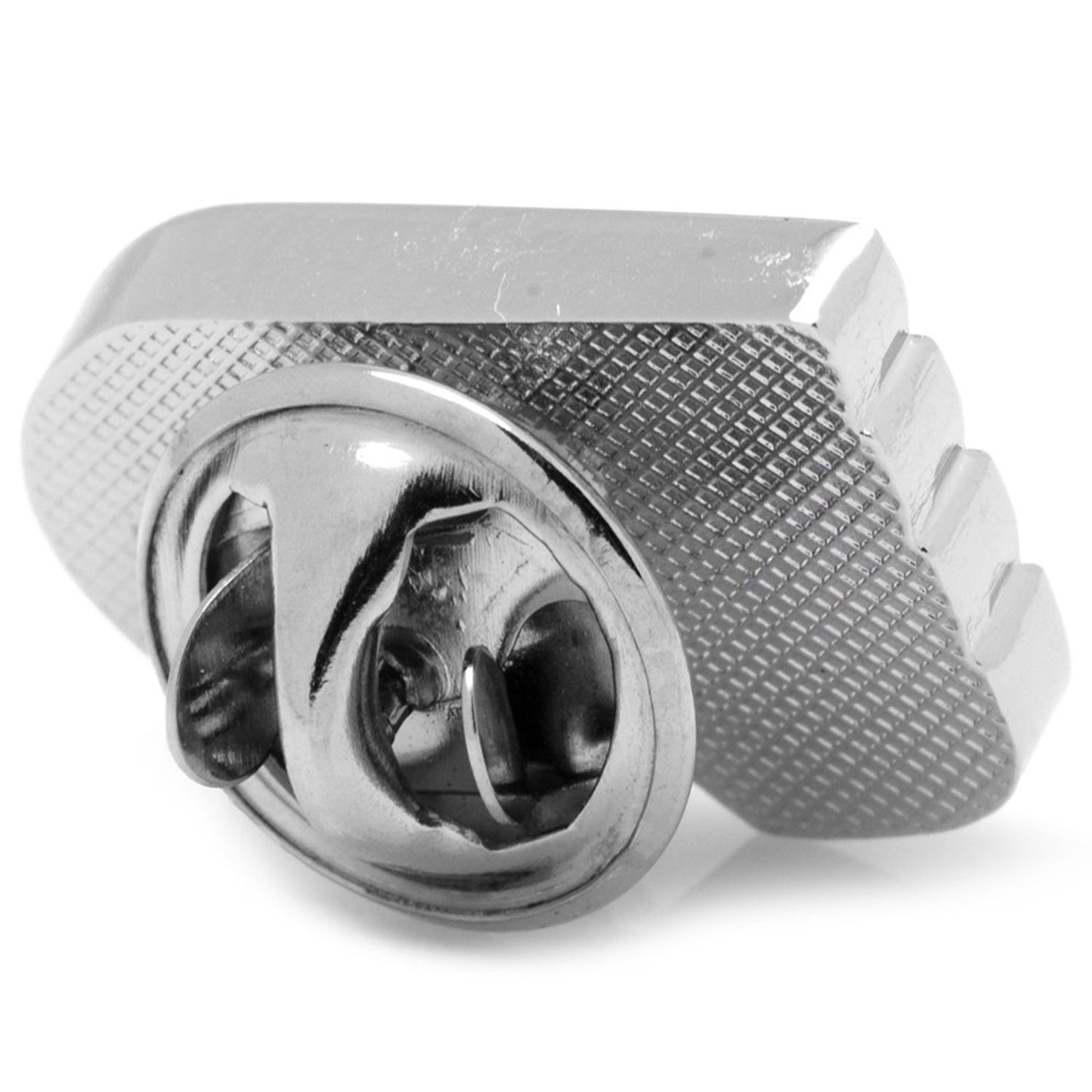 Metal knurled knob on a white background