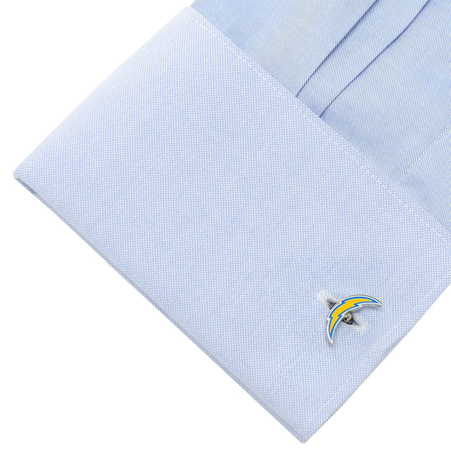 Cufflink with a logo on a light blue dress shirt NFL Los Angeles Chargers Cufflinks