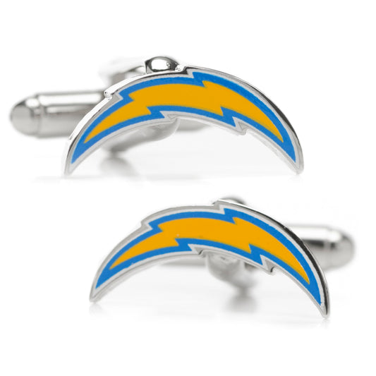 Pair of cufflinks with blue and yellow design on a white background NFL Los Angeles Chargers Cufflinks