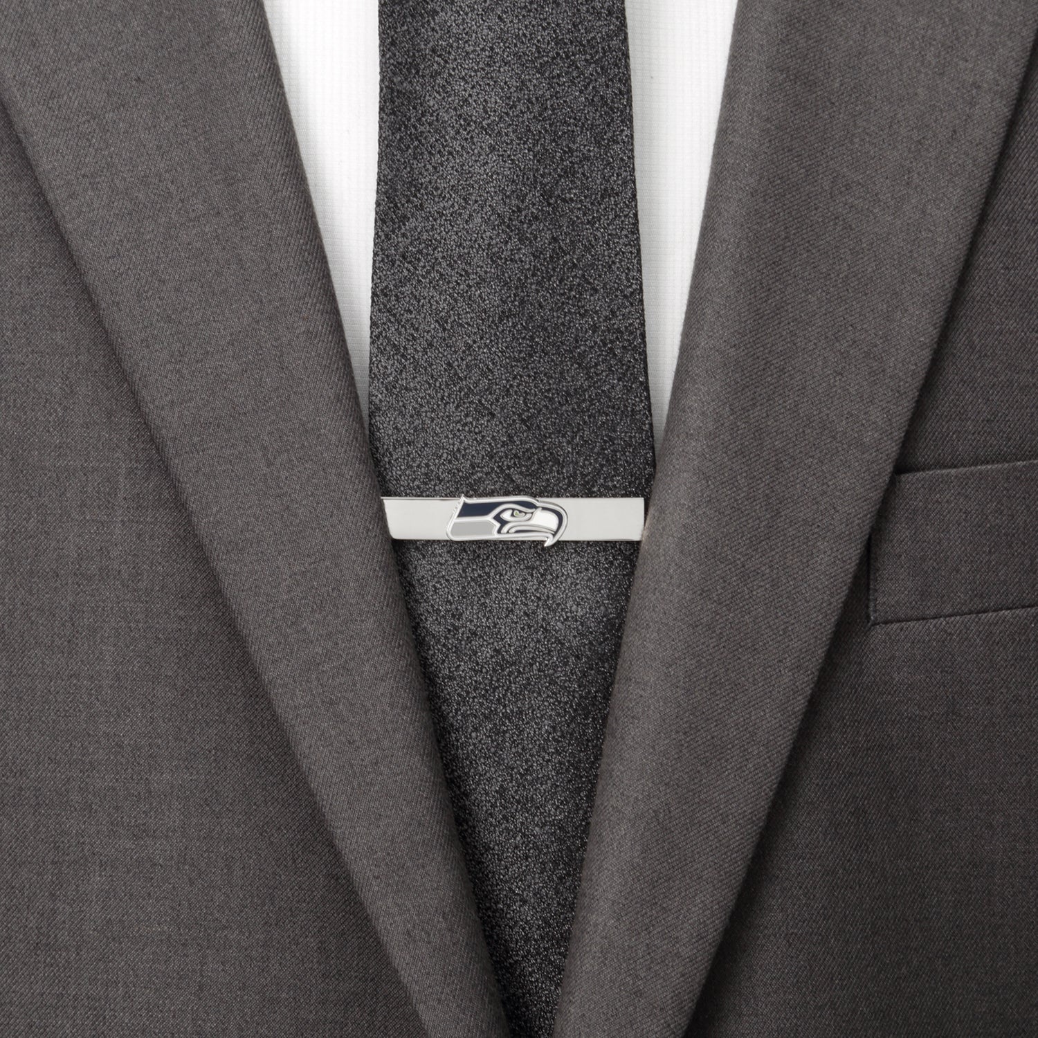 Seattle Seahawks tie bar with official NFL team logo in silver and enamel – JayPins.com