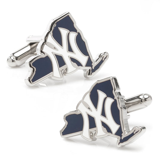 Cufflinks with a logo design on a white background MLB New York Yankees State Shaped Cufflinks