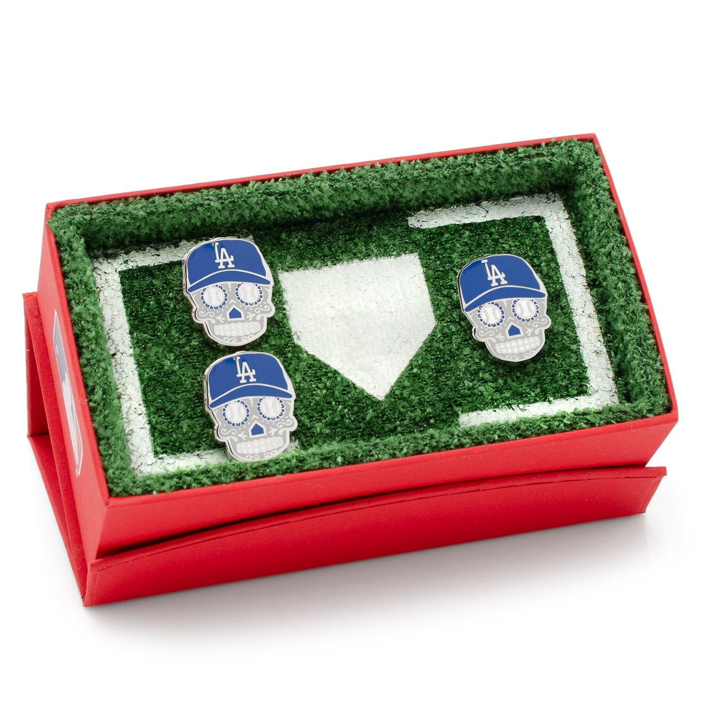MLB LA Dodgers Sugar Skull Cufflinks & Lapel Pin Gift Set