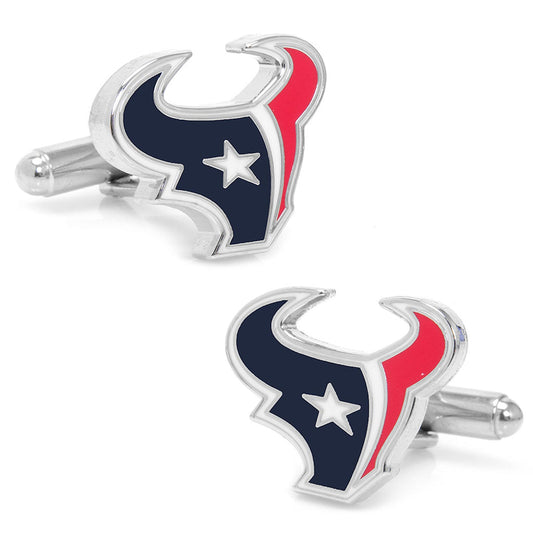 Houston Texans logo cufflinks on a white background