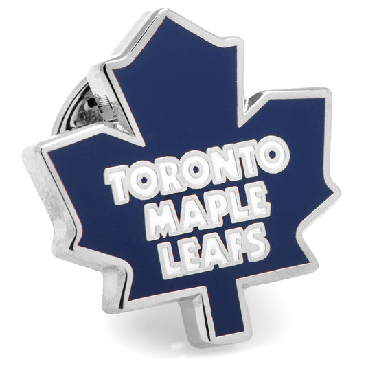 Toronto Maple Leafs logo on a blue maple leaf background