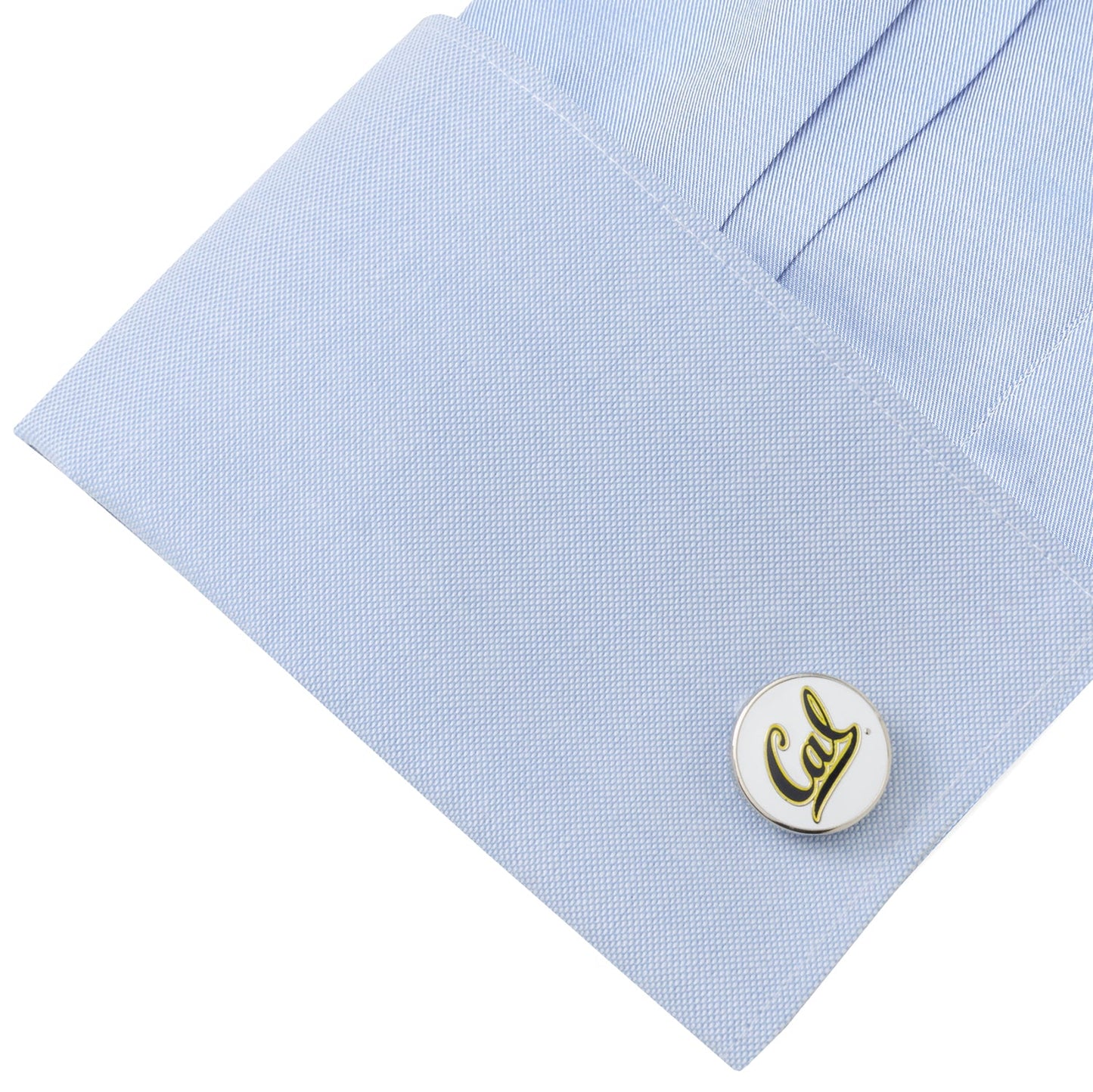 Cufflink on a light blue dress shirt University of California Bears Cufflinks