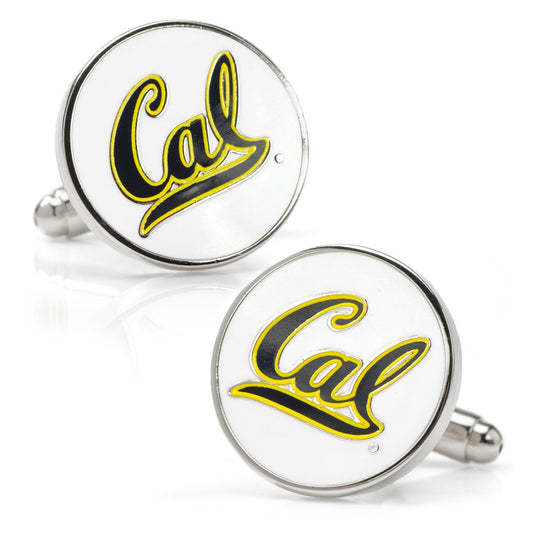 University of California Bears Cufflinks Round cufflinks with 'Cal' logo on a white background