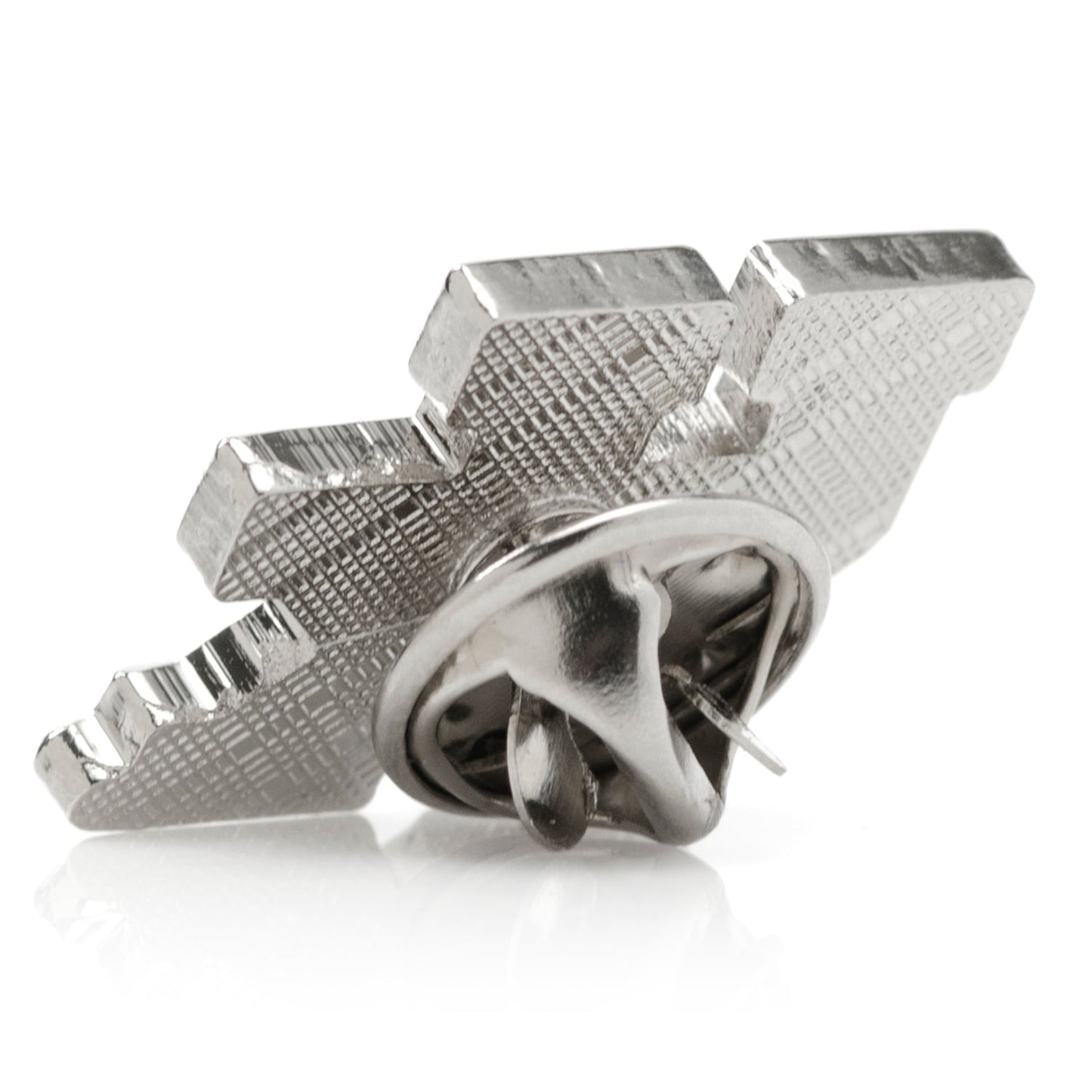 Metallic lock mechanism on a white background