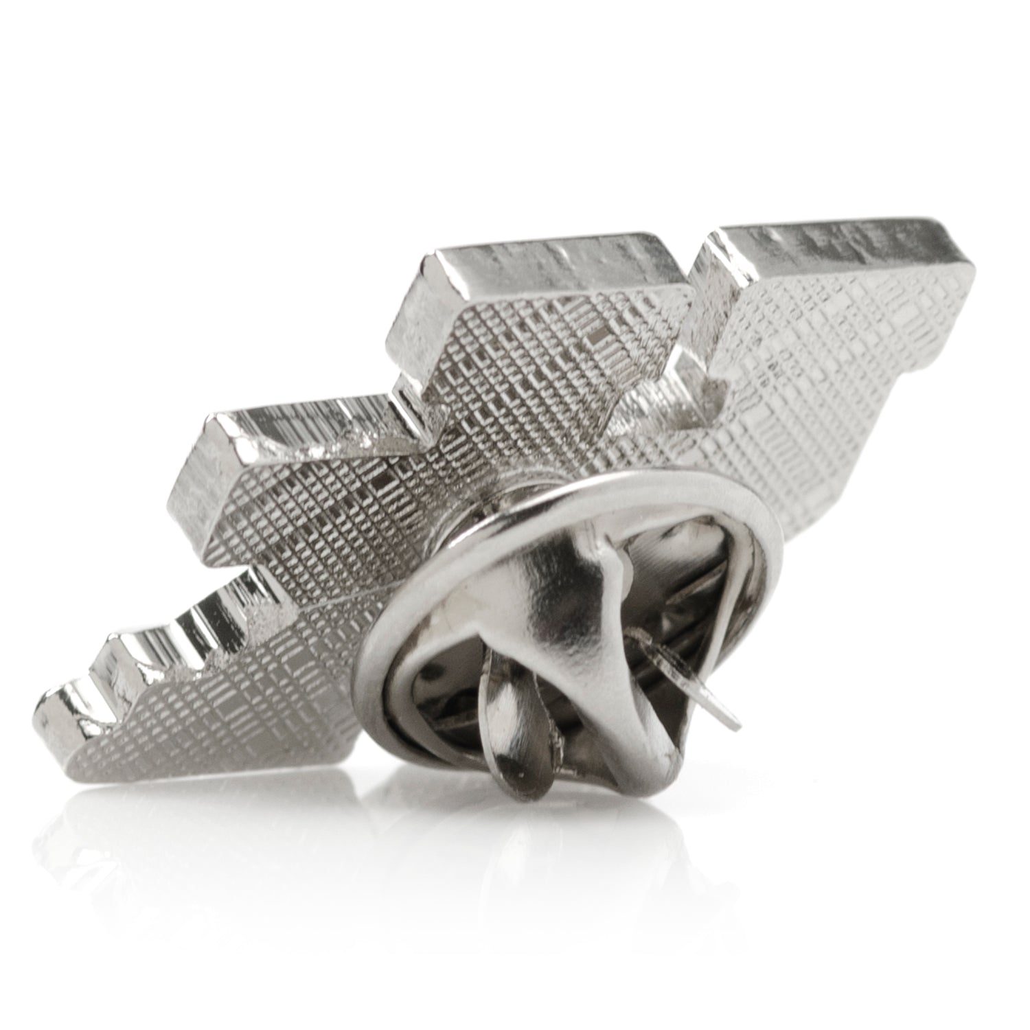 Metallic lock mechanism on a white background