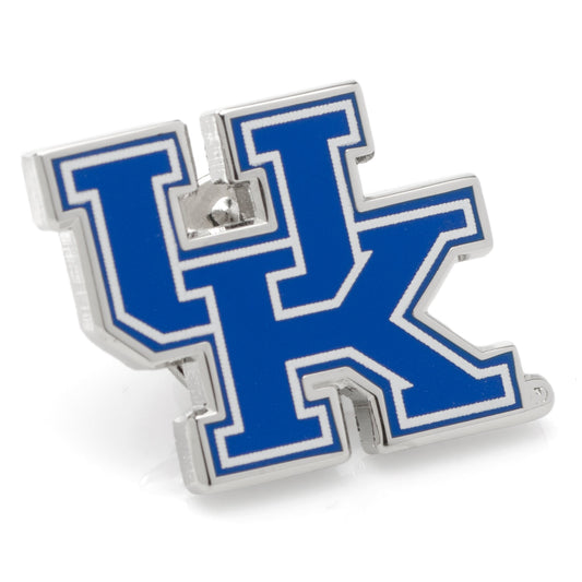 NCAA University of Kentucky Wildcats Lapel Pin Blue and silver 'UK' logo on a white background