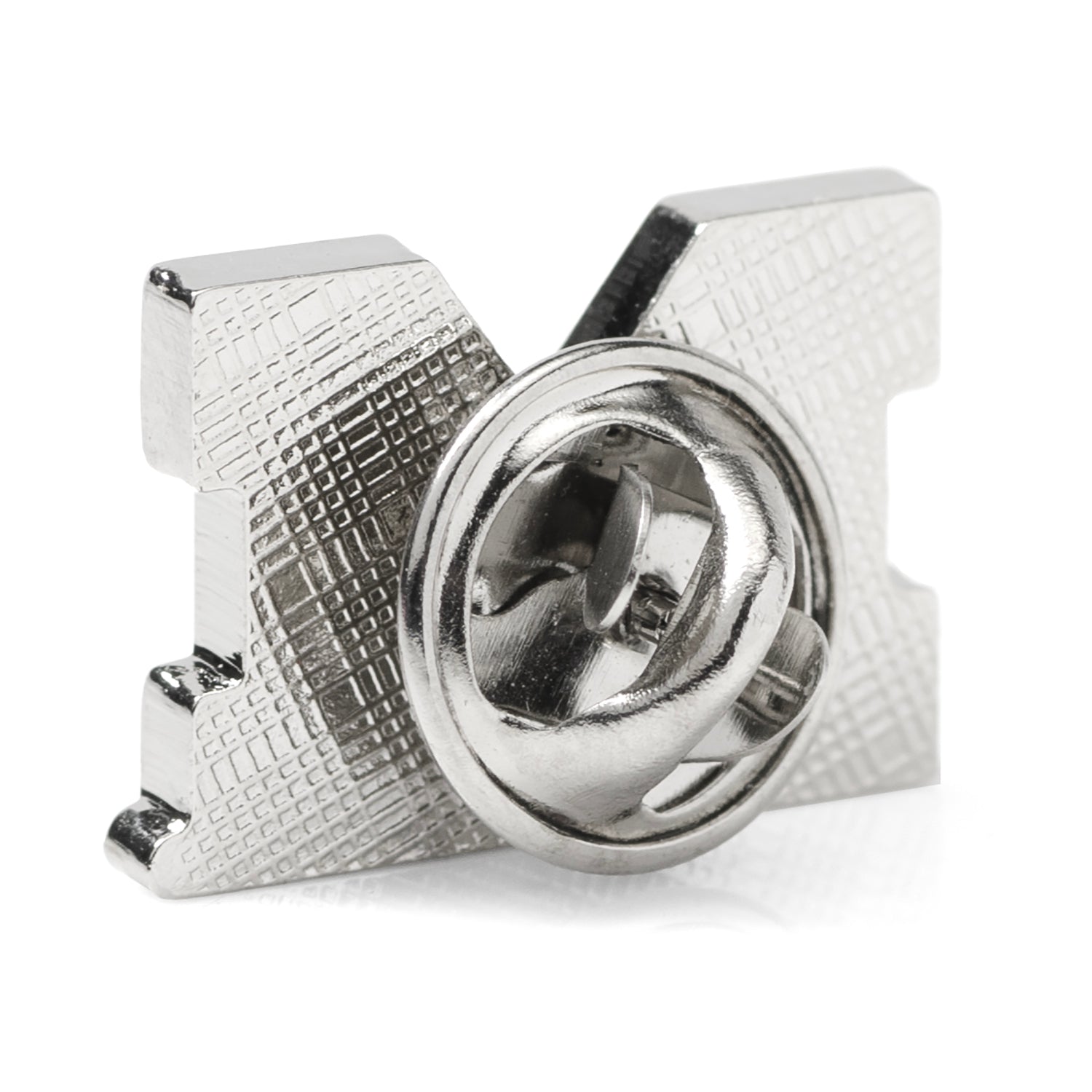 Metallic knob with textured surface on a white background