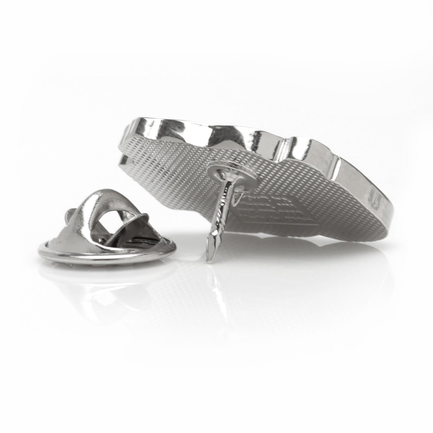 Metallic badge holder on a white background