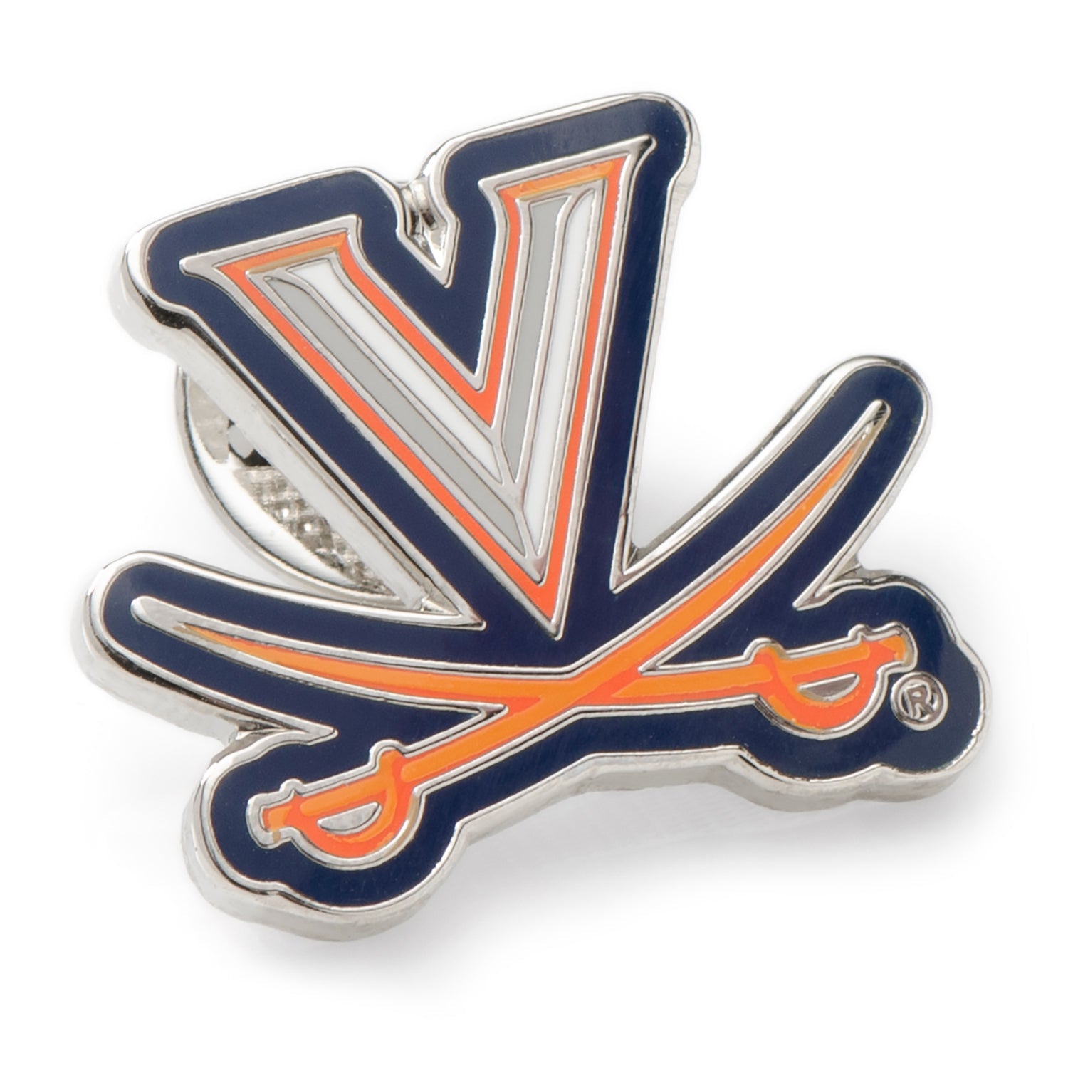 Logo with a stylized 'V' in orange, silver, and blue on a white background