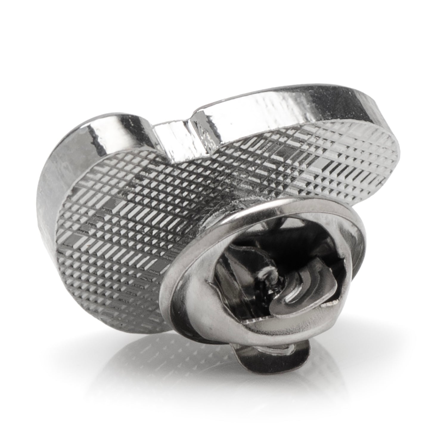 Metal knurled knob on a white background