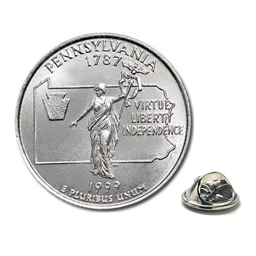 Pennsylvania State Quarter Coin Lapel Pin Uncirculated U.S. Quarter 1999 Tie Pin