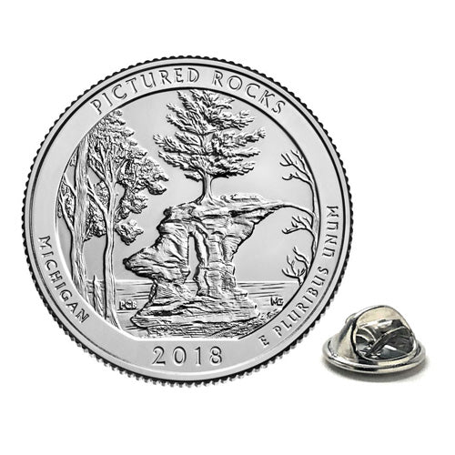 Pictured Rocks National Lakeshore Park Coin Lapel Pin Uncirculated U.S. Quarter 2018 Tie Pin