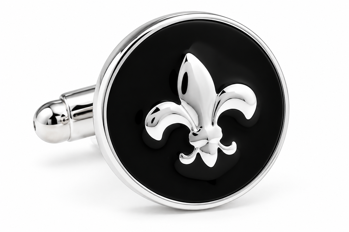 Fleur de Lis Cufflinks close up