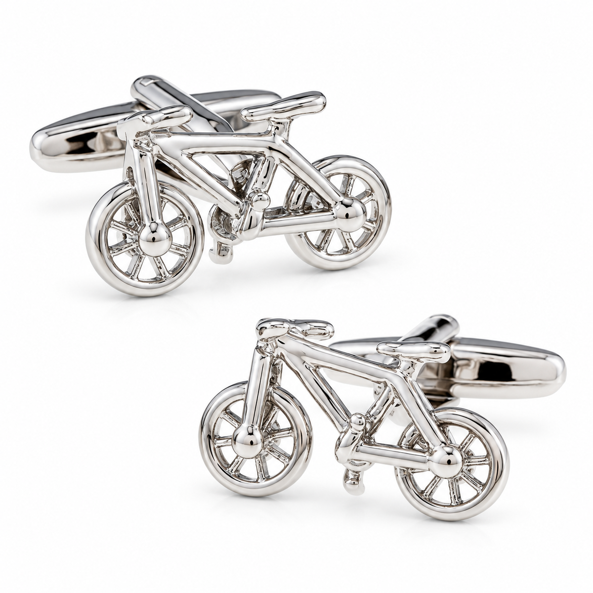 Silver-Tone Bicycle Cufflinks 
