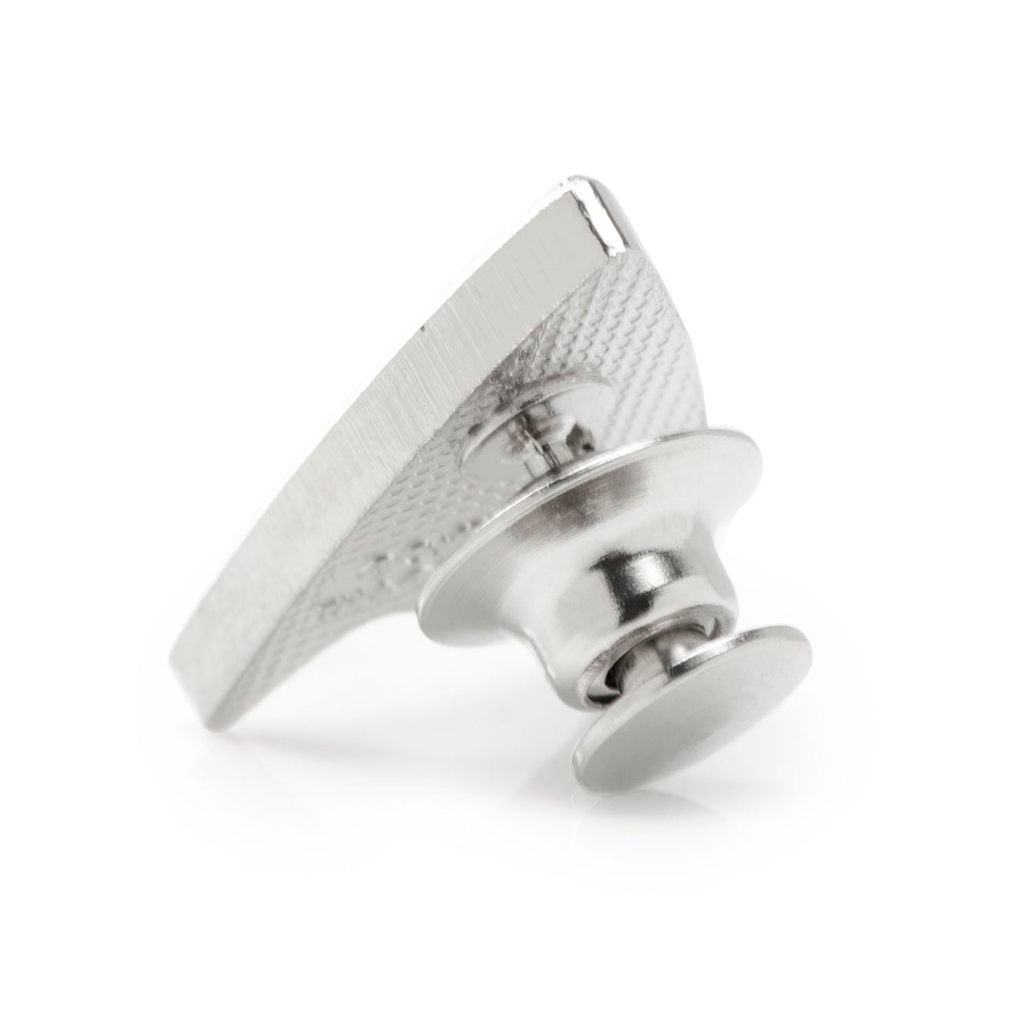 Silver tie clip on a white background