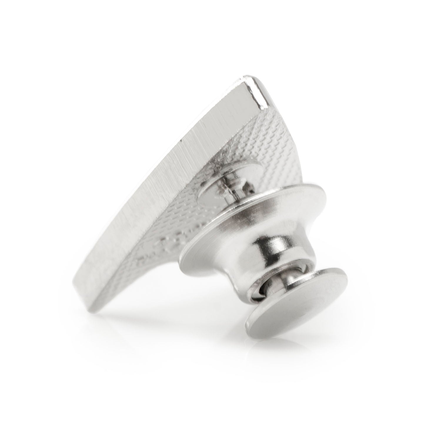Silver tie clip on a white background