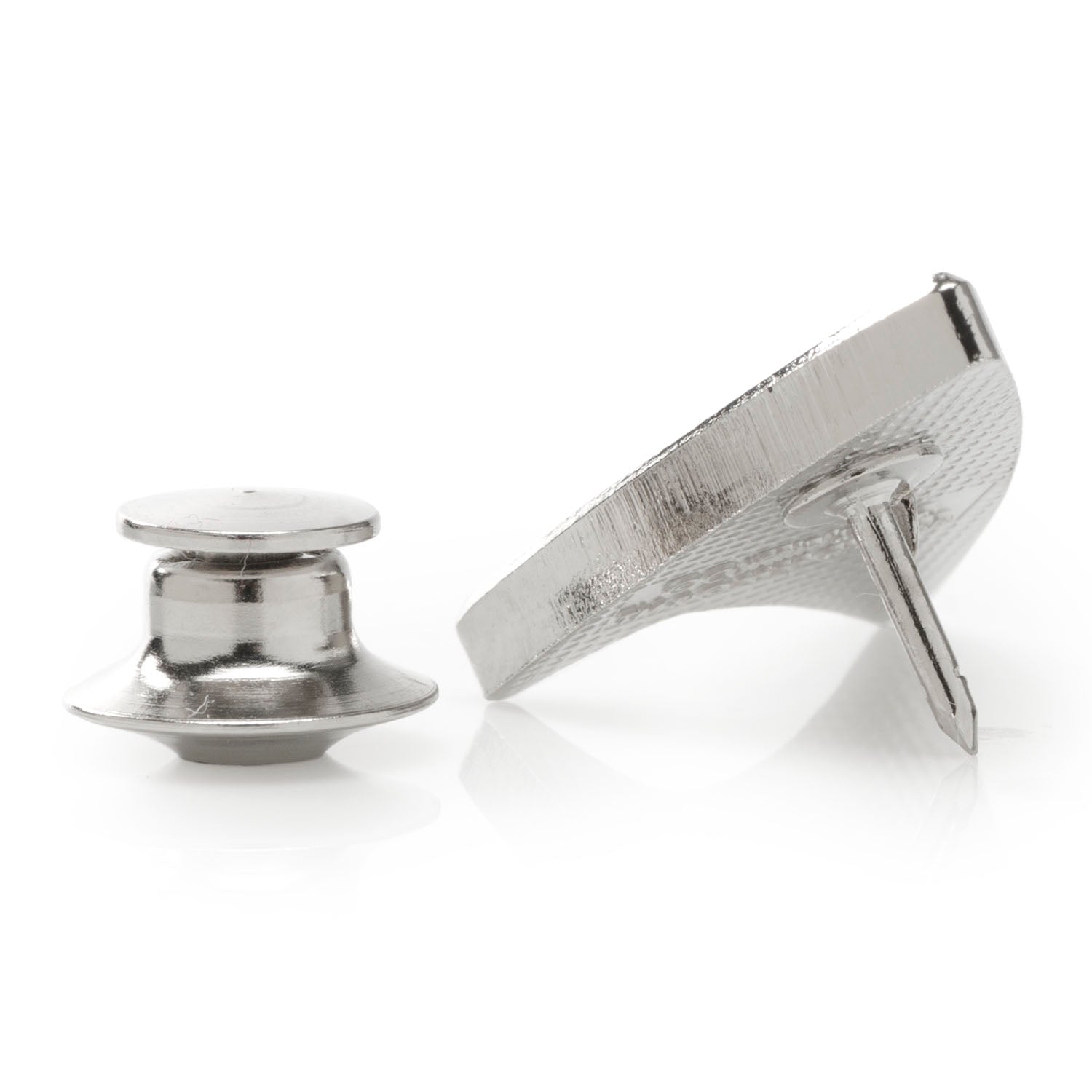 Silver high-heeled shoe and platform shoe on a white background