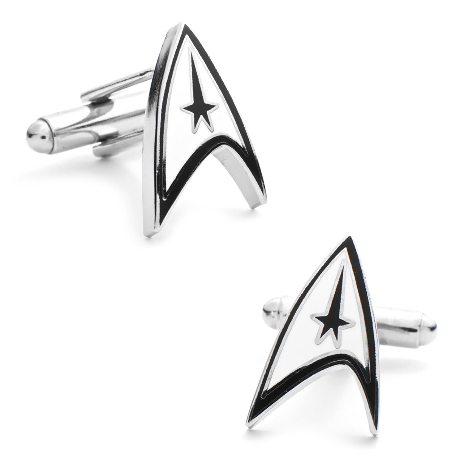 Star Trek logo cufflinks on a white background